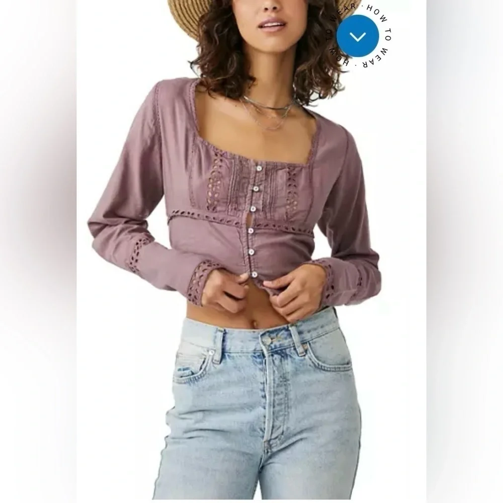 NWOT Free People Joi Crop Blouse Sz Sm